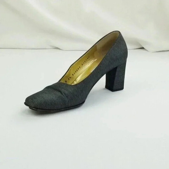 Bruno Magli 6.5B Women's Charcoal Gray Satin/Silk Faux Fabric Block Heel Slip On - Picture 1 of 12